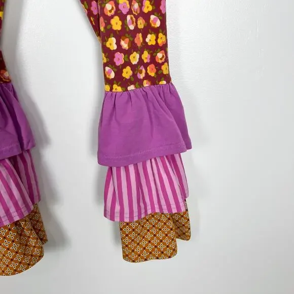 Matilda Jane Floral Striped Pattern Magician Ruffle Benny’s Leggings Size Girl 8 - Picture 4 of 7